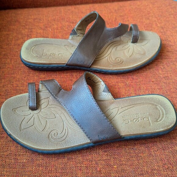 Born Concept Laurina Toe Loop Ring Thong Sandal Slide b.o.c. Brown Boho - Picture 2 of 7